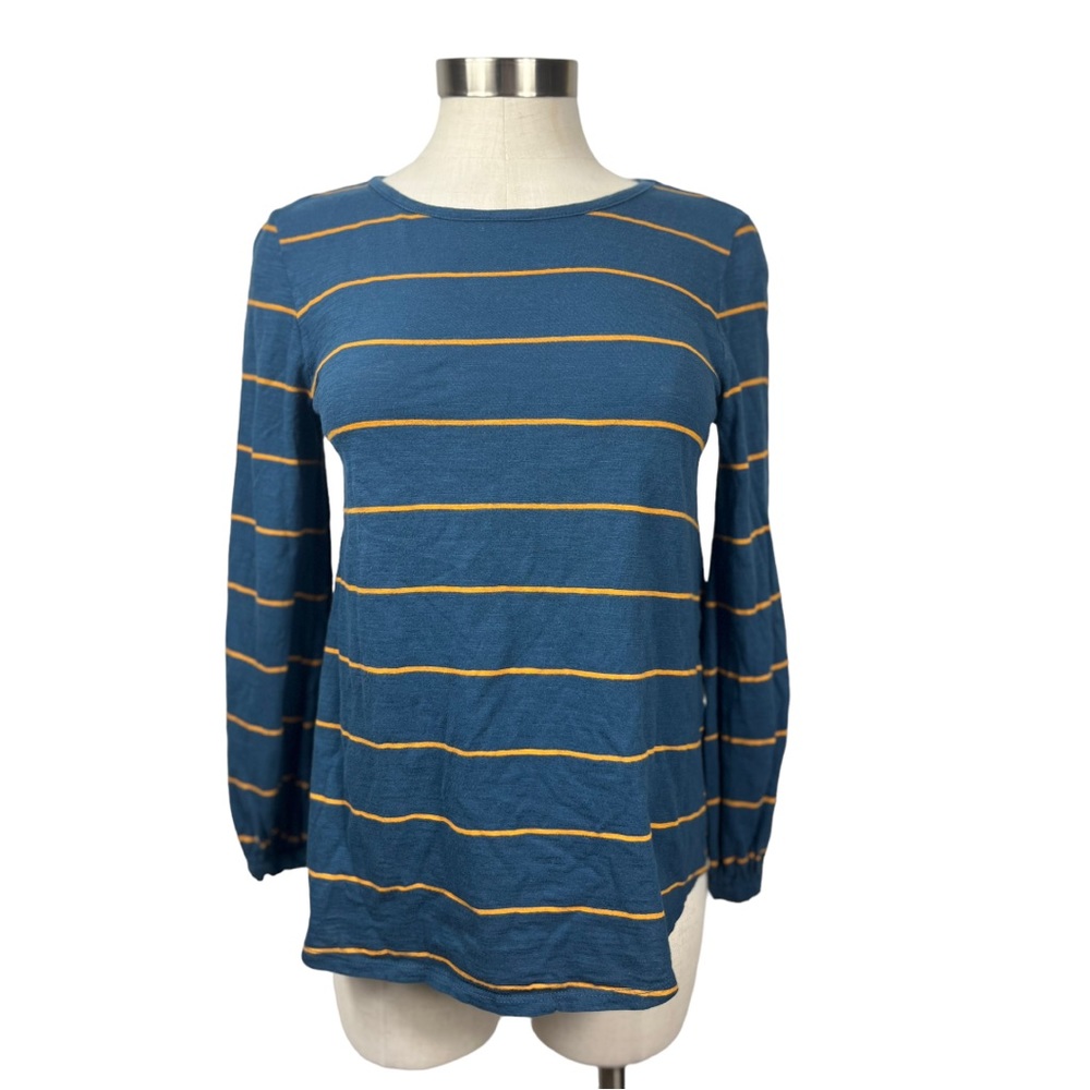 Matilda Jane Blue Striped Cotton Maize Long Sleeve Top, Size XS